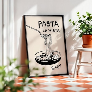Impresión de Pasta La Vista para bebé, póster de pasta para decoración de cocina, impresión original, regalo para amantes de la pasta, póster italiano con ilustración de moda, descarga digital