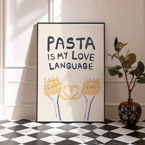 Pasta Wall Art, Pasta Is My Love Language Print, Spaghetti Lover Gift, Italian Kitchen Decor, Funny Food Wall Art, Trendy Kitchen Poster