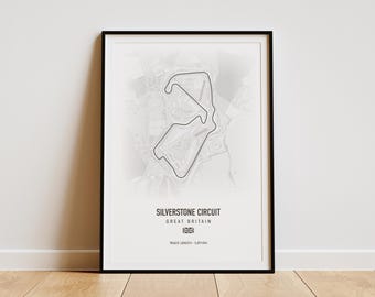 Silverstone F1 Track Poster, F1 Poster, Silverstone Circuit Blueprint Map Wall Art, Formula 1 Racing Gift, F1 Wall Decor, Printable Wall Art