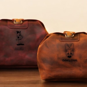 Disney Makeup Bag, Minnie Makeup Bag, Leather Dopp Kit for Women, Custom Anniversary Gift, Womens dopp kit, Mothers day gift for women