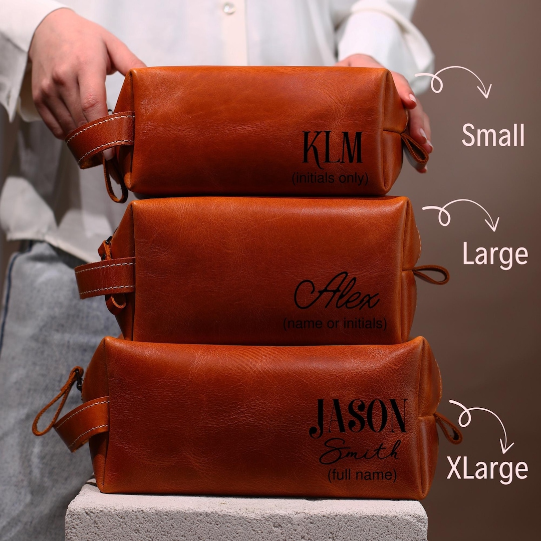 Personalized Leather Dopp Kit, Travel Toiletry Bag, Groomsmen Gift - Etsy