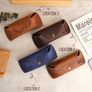 Personalized Leather Sunglasses Case, Handmade Eyeglass Holder