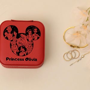 Disney Princess Jewelry Box Personalized with Name – Custom Travel Organizer for Girls, Friends Gift, Magical Jewelry Storage, Travel Box