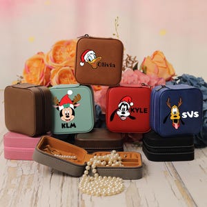 Mickey & Friends Stitch Winnie The Pooh Accessory Box, Disney Princess Birthday Girl, Custom Leather Jewelry Box, Personalized Jewelry Case