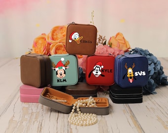 Mickey & Friends Stitch Winnie The Pooh Accessory Box, Disney Princess Birthday Girl, Custom Leather Jewelry Box, Personalized Jewelry Case