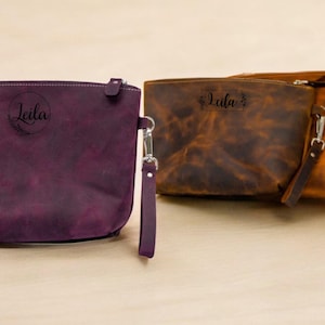 Personalized Makeup Bag, Custom Makeup Bag Gift for Her, Cosmetic Bag Gift for Women, Leather Cosmetic Bag, Monogram Makeup Bag