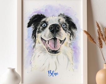 Custom Watercolor Pet Portrait from Photo, Hand Painted Dog Portrait, Cat Portraits, Custom Dog Painting, Custom Pet Memorial Art, Dog Decor