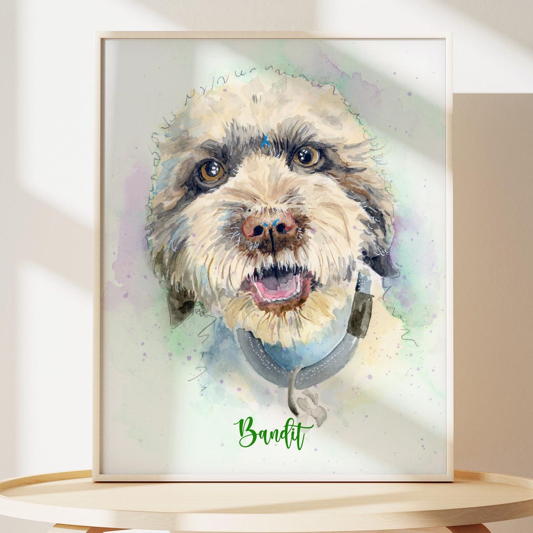 Custom Watercolor Pet Portrait From Photo, Personalized Dog Portrait ...