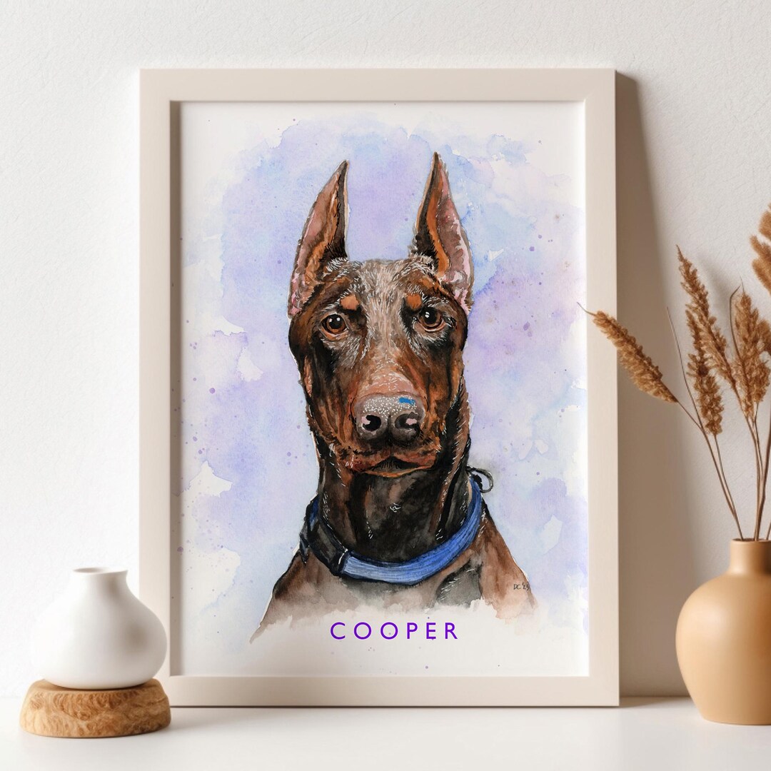 Custom Watercolor Pet Portrait Using Pet Photo Personalized Digital Dog ...