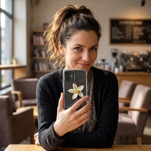Vanilla Flower Phone Case for Women & Nature Lovers | Clear Botanical Vanilla Bean iPhone Samsung Pixel Cover, Bridesmaid Gift with Gift Box