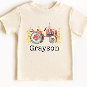 Personalized Tractor Toddler Shirt, Custom Farmer Tractor Shirt, Boys Birthday Tractor Shirt, Custom Tractor Shirt, Tractor Toddler Shirt