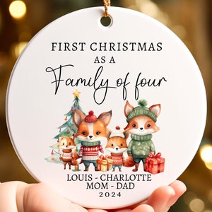 Family of Four Christmas Ornament, Family Name Ornament, First Christmas Together, New Baby Ornament, Family of 4, Family Name Ornament