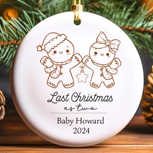 Last Christmas as Two Ornament, Gifts for Expecting Parents, Expecting Parents, Expecting Mom Gift, Baby&#39;s First Christmas Ornament