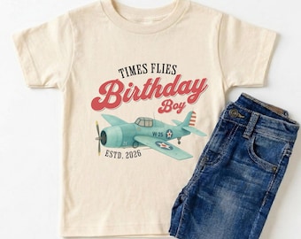 Airplane Birthday Boy and Girl Shirt, Vintage Plane Birthday Tee, Boy Birthday Party, Pilot Theme Shirts, Toddler Birthday Airplane Tee