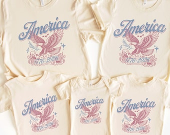 Camiseta familiar a juego del 250 aniversario de Estados Unidos, atuendo familiar patriótico del 4 de julio, camisetas a juego del Día de la Independencia, camisetas familiares de EE. UU.