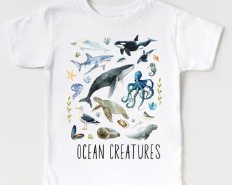Ocean Creatures Shirt, Sea Animals Kids Shirt, Marine Life Shirt, Ocean Theme Birthday Shirt, Kids Ocean Shirt, Cute Sea Animal Toddler Tee
