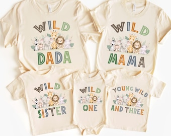 Young Wild en drie verjaardagsshirt, Wild One Family bijpassende shirts, familie Wild One verjaardagsshirts, Wild One Family verjaardagsshirts