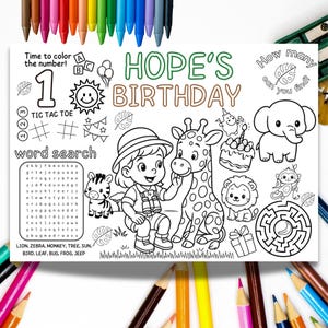 Safari Coloring Page, Jungle Coloring, Zoo Animal Page, Safari Birthday, Animal Activity, Safari Party Kids, Printable Safari, Jungle Animals, Kids Coloring, Safari Worksheet, Animal Coloring, Zoo Birthday, Safari Printable