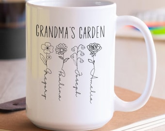Custom Grandma's Garden Mug, Custom Birth Month, Birth Flower Mug, Plant Mom Mug, Grandma's Garden Mug, Grandma's Garden Birth Flowers