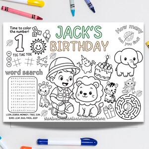 Safari Coloring Page, Jungle Coloring, Zoo Animal Page, Safari Birthday, Animal Activity, Safari Party Kids, Printable Safari, Jungle Animals, Kids Coloring, Safari Worksheet, Animal Coloring, Zoo Birthday, Safari Printable