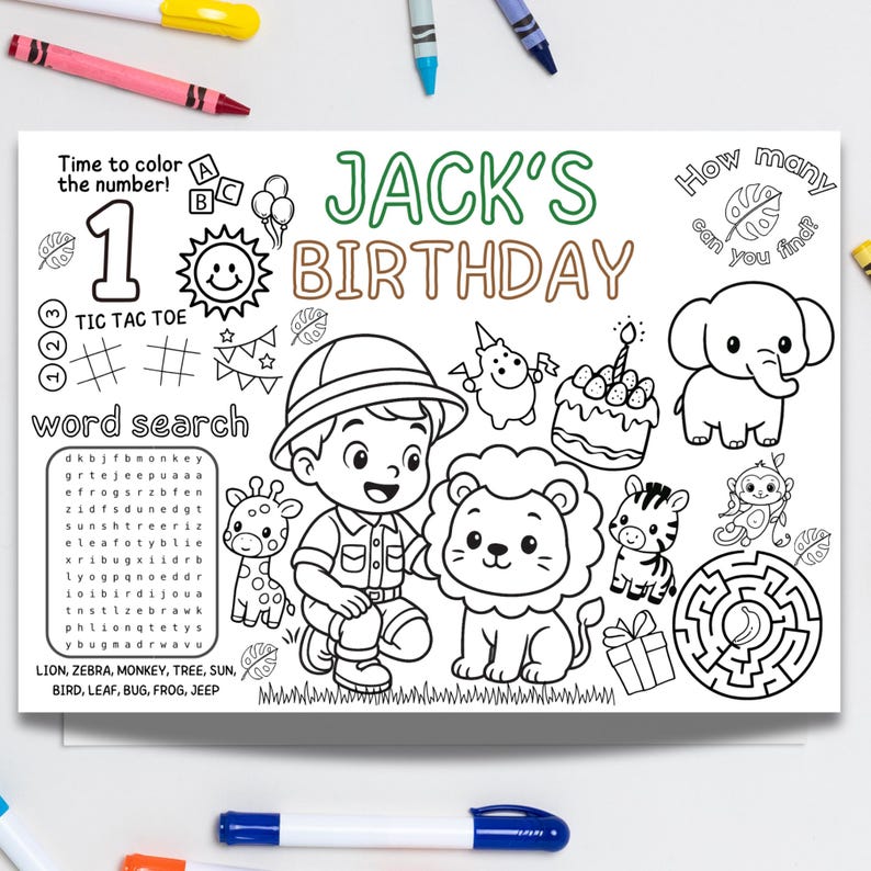 Safari Coloring Page, Jungle Coloring, Zoo Animal Page, Safari Birthday, Animal Activity, Safari Party Kids, Printable Safari, Jungle Animals, Kids Coloring, Safari Worksheet, Animal Coloring, Zoo Birthday, Safari Printable
