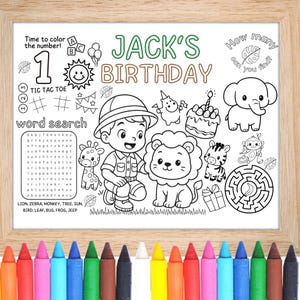 Safari Coloring Page, Jungle Coloring, Zoo Animal Page, Safari Birthday, Animal Activity, Safari Party Kids, Printable Safari, Jungle Animals, Kids Coloring, Safari Worksheet, Animal Coloring, Zoo Birthday, Safari Printable