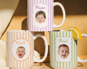 Personalized Baby Face Mug, Custom Photo Father Day Mug, Fathers Day Gift for Dad, First Time Daddy Appreciation, Gift for Husband, Dad Gift
