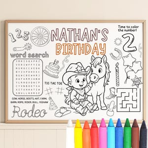 Cowboy Birthday Coloring Page, Cowboy Birthday, Cowboy Activity Sheet, Cowboy Party Favor for Kids, Printable Cowboy Coloring, Farm Coloring