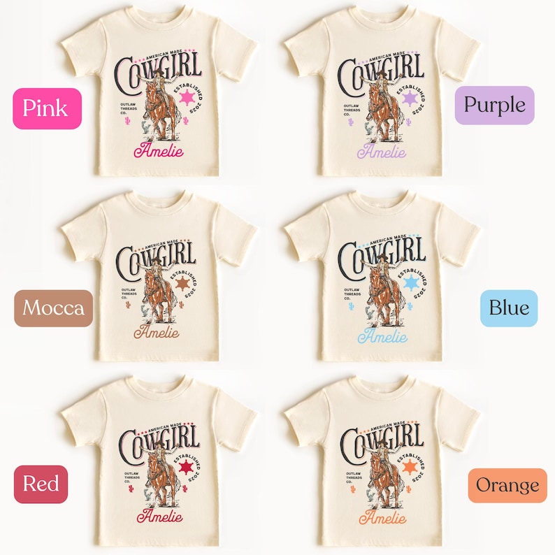 Personalized Pink Cowgirl Toddler Shirt, Cowgirl Shirt, Western Horse Tee, Cowgirl Birthday Tees, Girls Rodeo Birthday T-shirt image 6