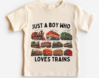 Maglietta per bambini con treni d'epoca, maglietta per bambini con locomotiva a vapore, maglietta vintage da ferrovia, regalo a tema treno passeggeri e merci, completo da piccolo macchinista