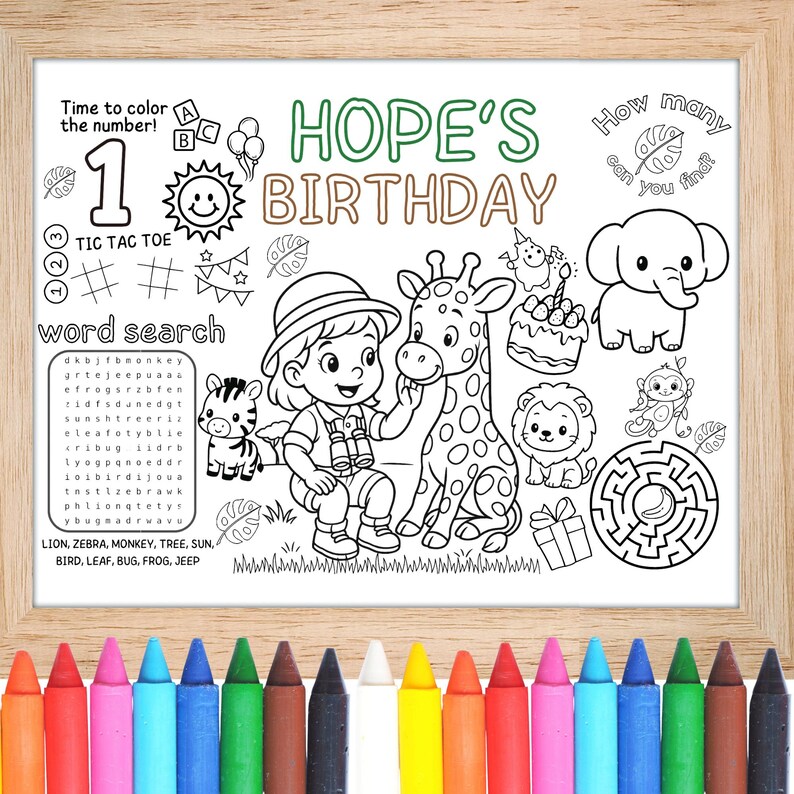 Safari Coloring Page, Jungle Coloring, Zoo Animal Page, Safari Birthday, Animal Activity, Safari Party Kids, Printable Safari, Jungle Animals, Kids Coloring, Safari Worksheet, Animal Coloring, Zoo Birthday, Safari Printable