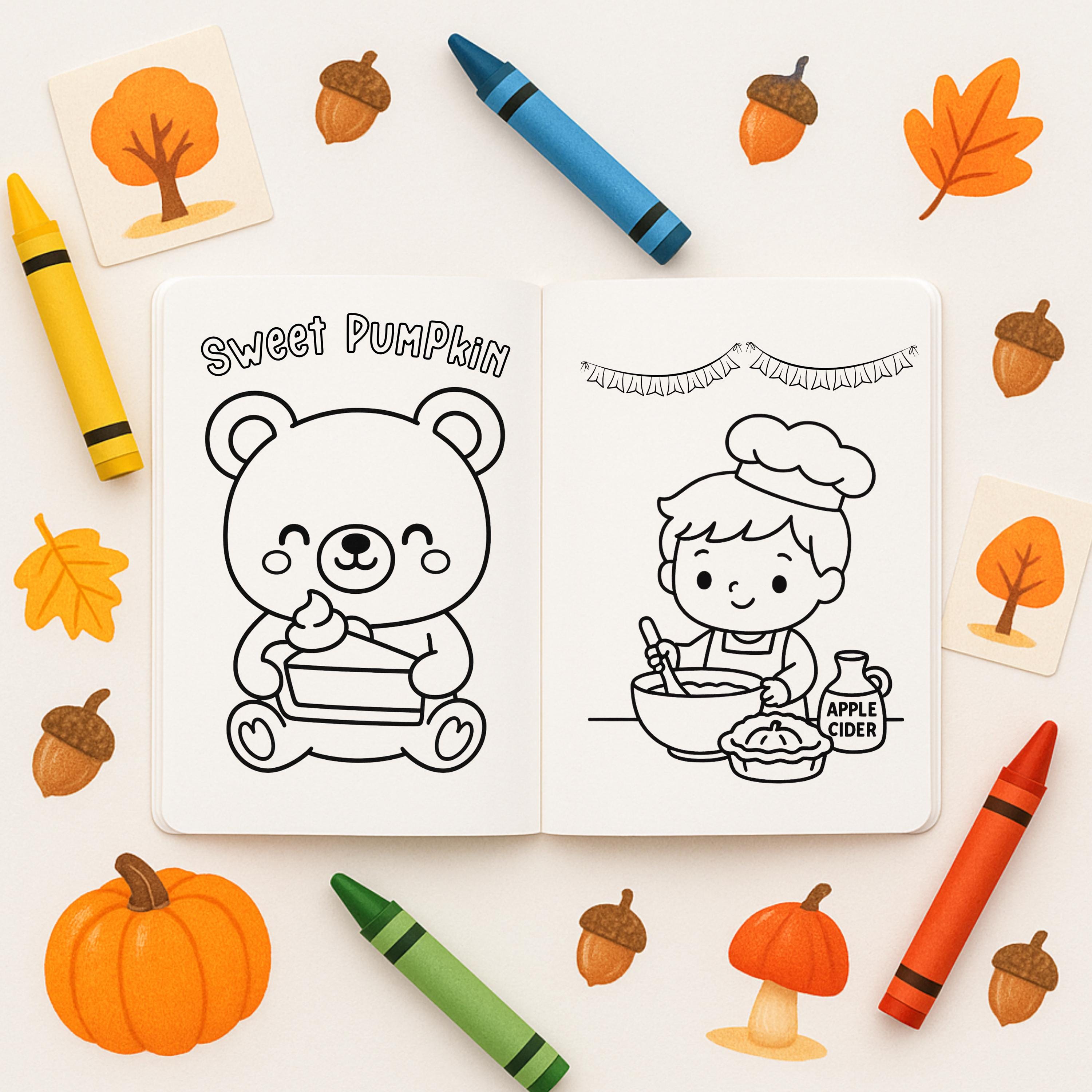 Cozy Autumn Coloring Pages for Kids, Fall Activity Book PDF Download ...