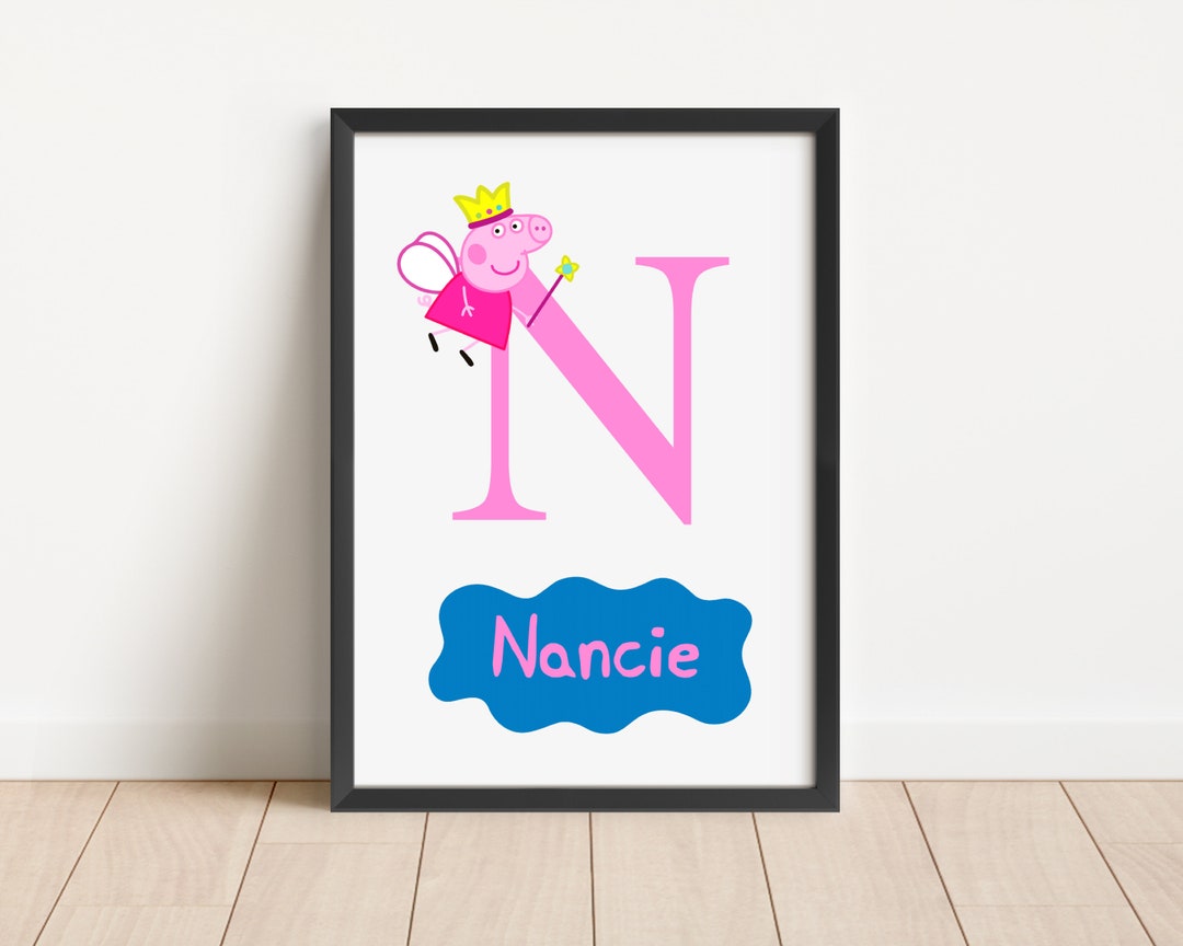Personalised Peppa Pig Wall Art Print Children's Bedroom Etsy