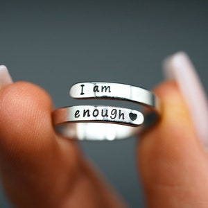Mental Health Awareness, Daily Affirmation, I am Enough ring