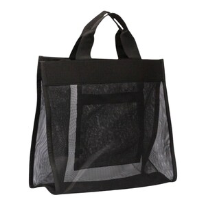 Max Mara Black Azoto Shopper Shoulder Top Handle Hand Mesh Tote Bag With Logo Print With Tags, Black zdjęcie 2