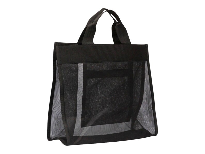 Max Mara Black Azoto Shopper Shoulder Top Handle Hand Mesh Tote Bag With Logo Print With Tags, Black zdjęcie 2