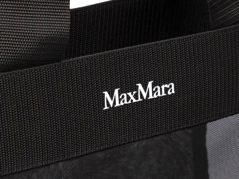 Max Mara Black Azoto Shopper Shoulder Top Handle Hand Mesh Tote Bag With Logo Print With Tags, Black zdjęcie 5