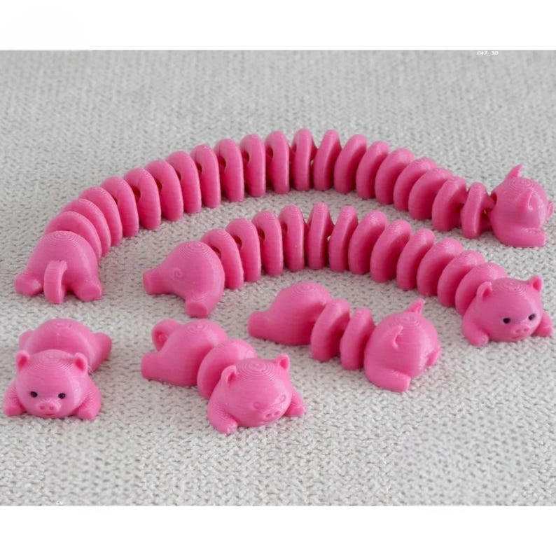 Flexi Pig STL Articulated Keychain Toy Print in Place Animal Fidget ...