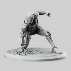 Superheld Rüstung STL Landung Pose Figur 200 mm Iron Man Stil 3D druckbare Modell Download Bild 4