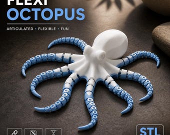 Articulated Octopus STL Flexi Octopus Fidget Toy Print in Place 2 Color 3D Download
