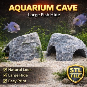 Aquarium Rock Cave STL Large Fish Hide Textured Cave Aquascape Decor 3D Print File