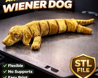 Articulated Wiener Dog STL Flexi Dachshund Fidget Toy Print in Place 3D Model Download
