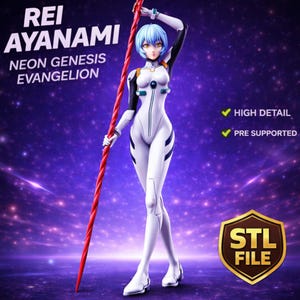 Rei Ayanami STL Anime Girl Figure 400mm Anime Statue 3D Printable Model File Download