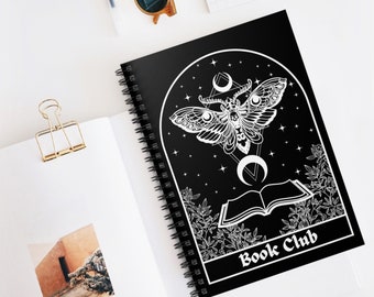 Book Club Moth Spiral Notebook, Witchy Book Club Notebook, Book Lover Gifts, Bookish Gift, Book Club Gift, Gift for Her, Reading Journal