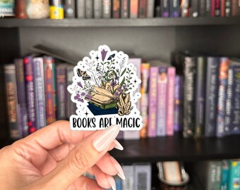 Books Are Magic Kiss-Cut Sticker, Cute Bookish Things, Bookish Sticker, Book Lover Gifts, Kindle Decals, Tumbler Sticker