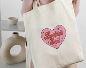 Bücherwurm Seele Canvas Tote Bag, Bücherwurm Tragetasche, Geschenk für sie, niedliche Bücherwurm Dinge, Buch-Liebhaber-Geschenke, Bibliotheksbuchtasche, Bookish Merch