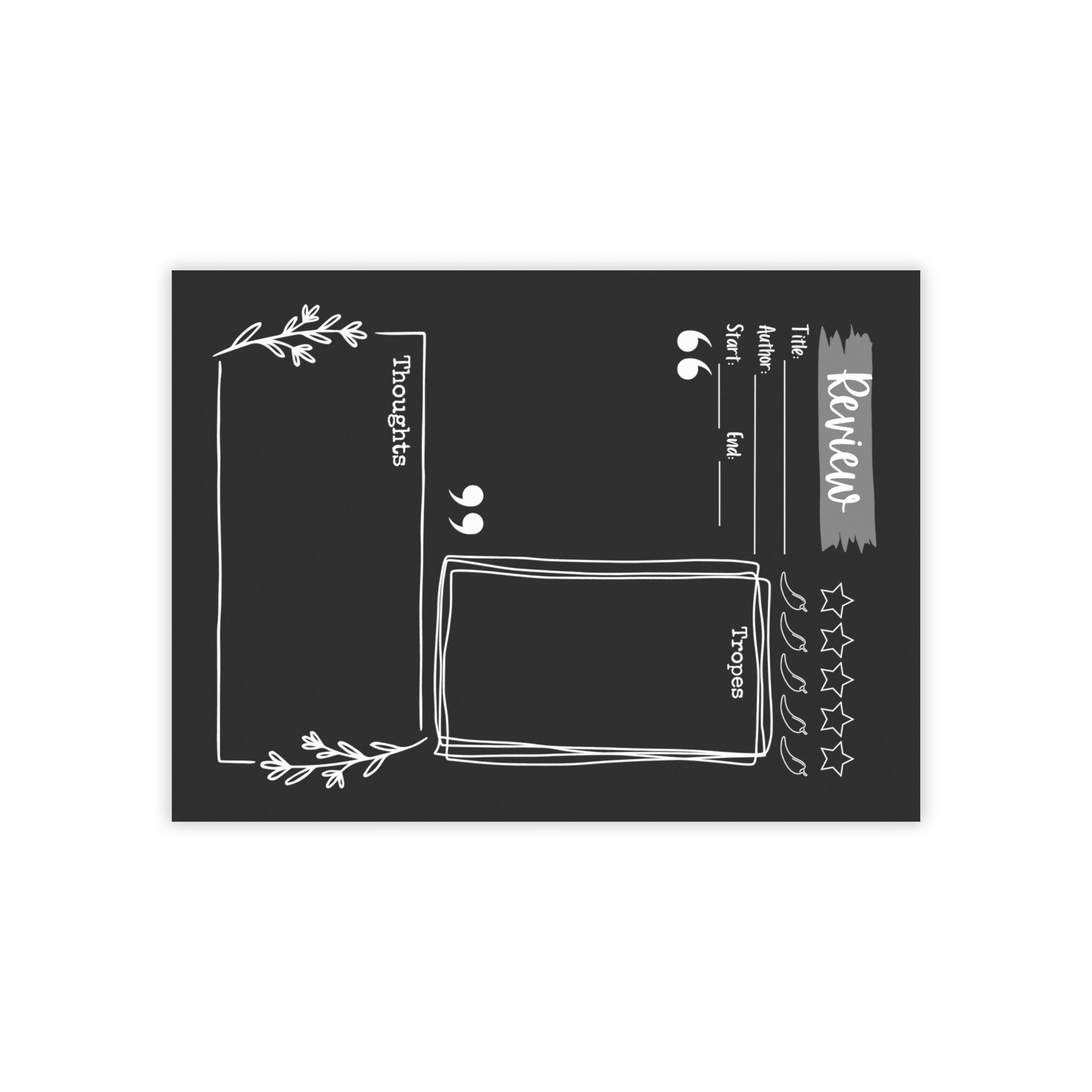 Black Leafy Full Book Review Memo Pads, Book Review Post-it® Note Pads ...
