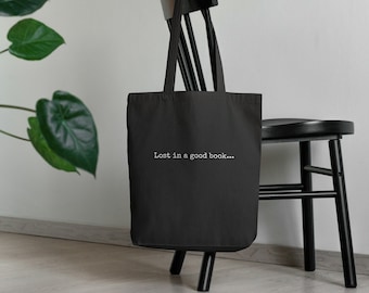 Lost In A Good Book katoenen canvas draagtas, boekenclubcadeaus, cadeau voor haar, cadeaus boekenliefhebber, herbruikbare boodschappentas, bibliotheekboekentas