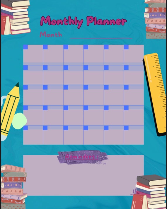 School Single Page Fun Design Teacher/Kids  Digital Calender & Planner