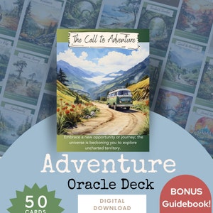 Oracle-avonturenkaarten downloaden, tarotdeck met gids, reisinspiratie, zelfhulpkaarten, afdrukbaar landschapskunstdeck Directe toegang